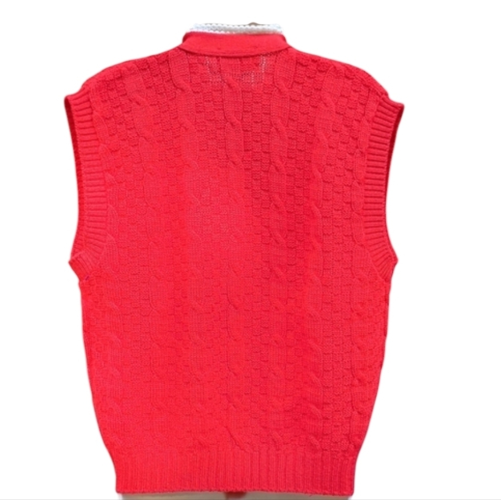 Pendleton Virgin Wool Red Sweater Vest V-Neck Button Front Heritage USA Large - Picture 4 of 5